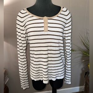 VTG Faded Glory • Striped Stretch Henley Sweater